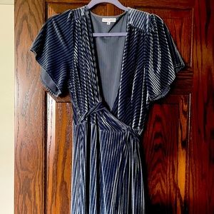 Baltic Born Andi ribbed wrap dress in blue.